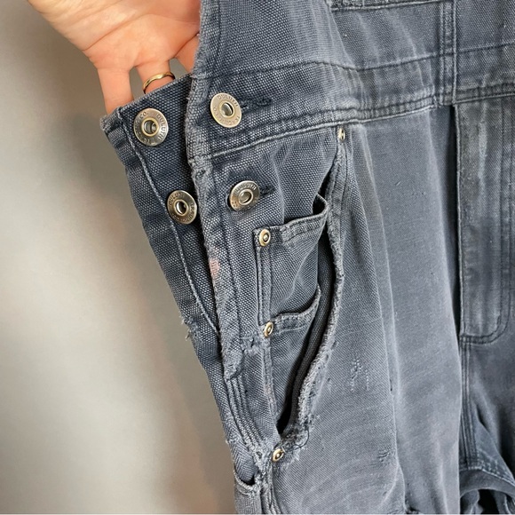 Duluth Bib Overalls Destroyed Men Distressed Gray Men Cargo 42x30 Cotton Work - Picture 15 of 15